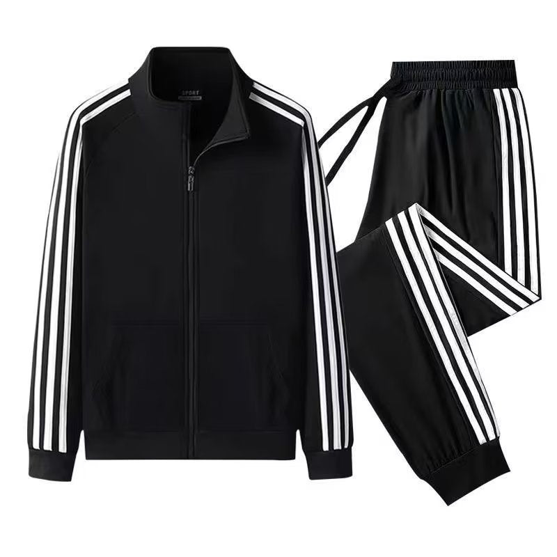 Men's Stripe Panel Zip Jacket and Jogger Tracksuit