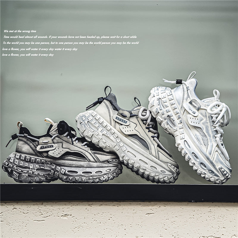 Men's Layered Panel Chunky Sneakers