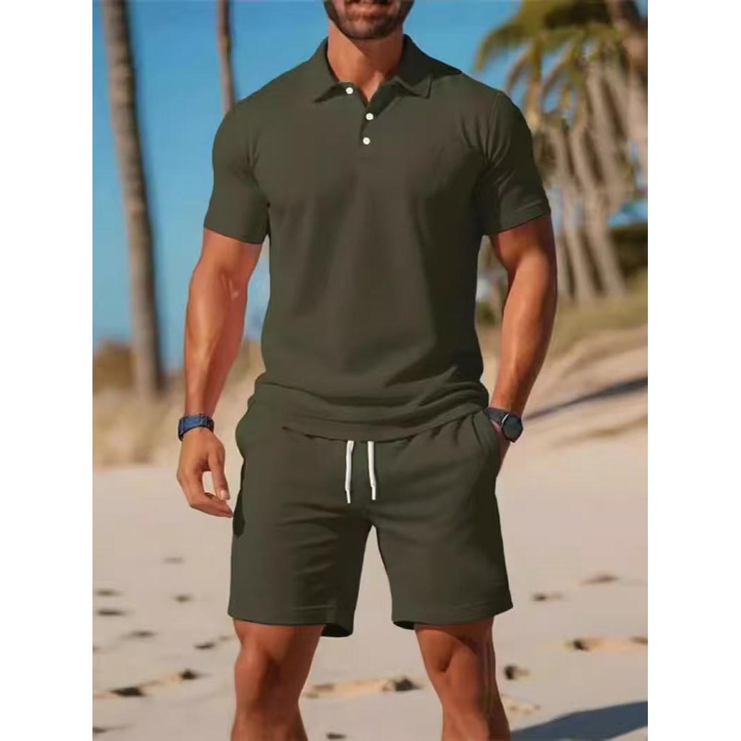 Men’s Polo and Drawstring Shorts Set