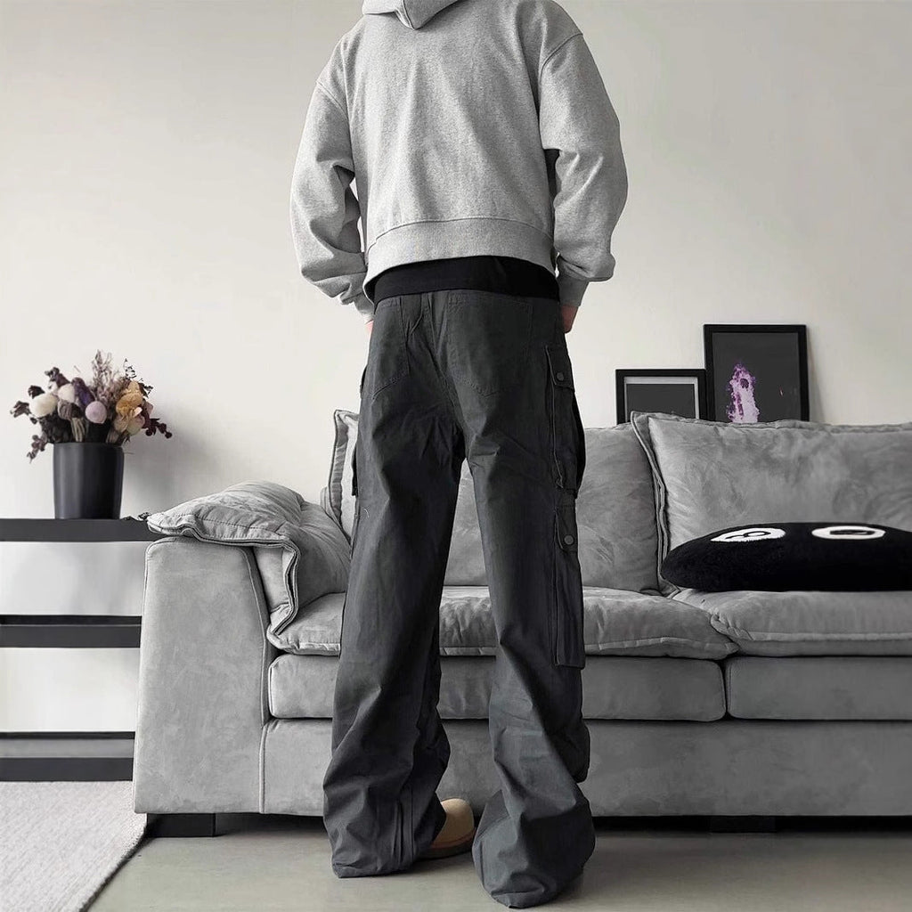 Men's Wide-Leg Multi-Pocket Cargo Trousers