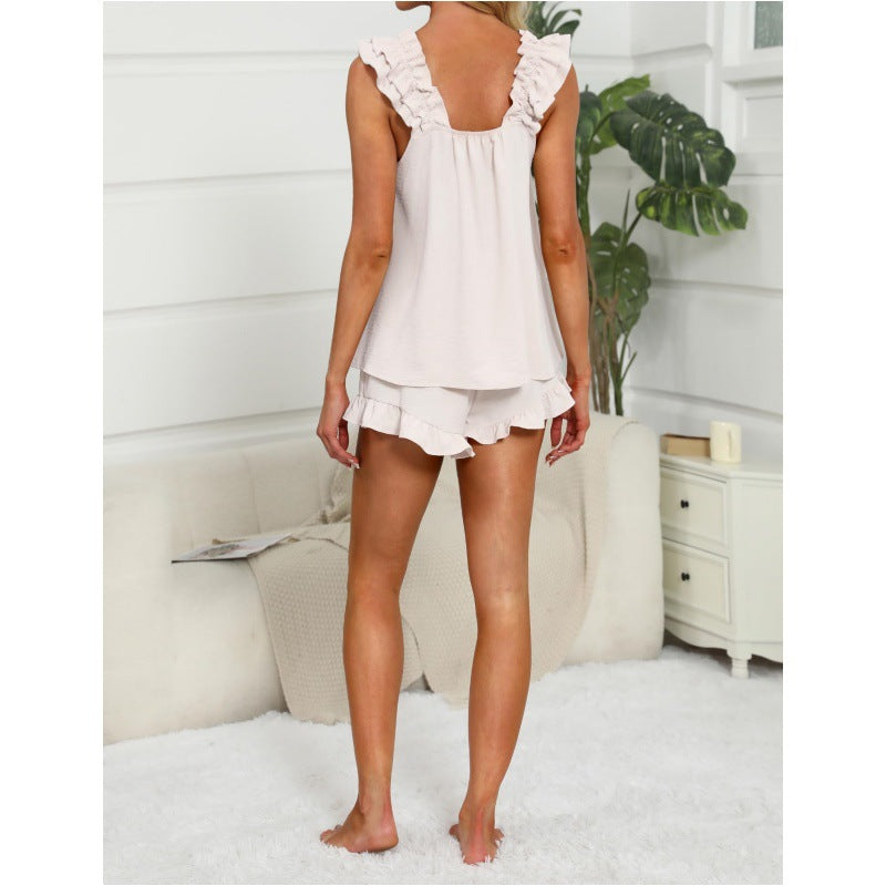Women’s Ruffle Trim Lounge Shorts Set