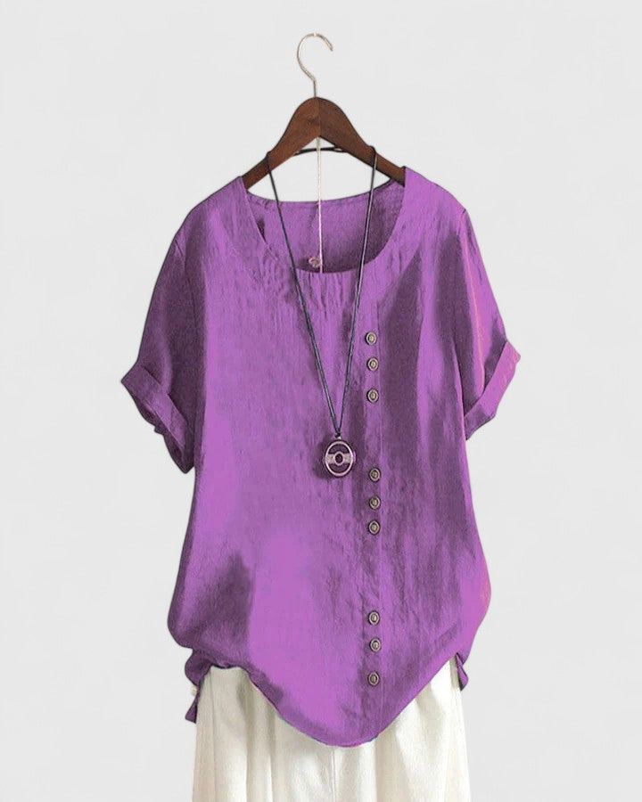 Women's Comfortable Short Sleeve Blouse - Purple