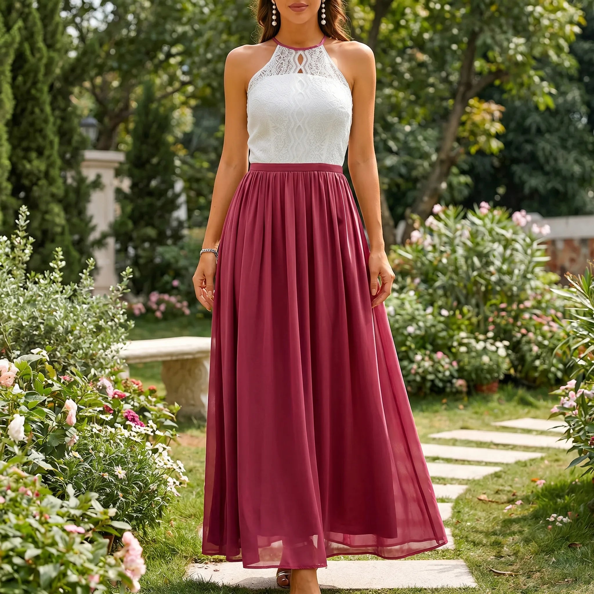 Women’s Halter Open-Back Maxi Dress