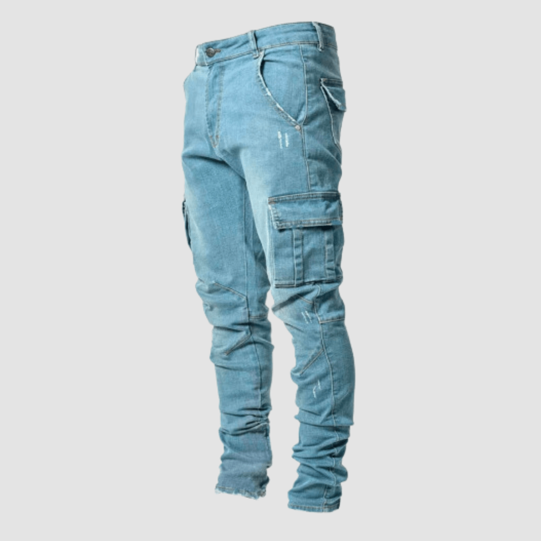 Men's Slim-Fit Cargo Jeans - Blue