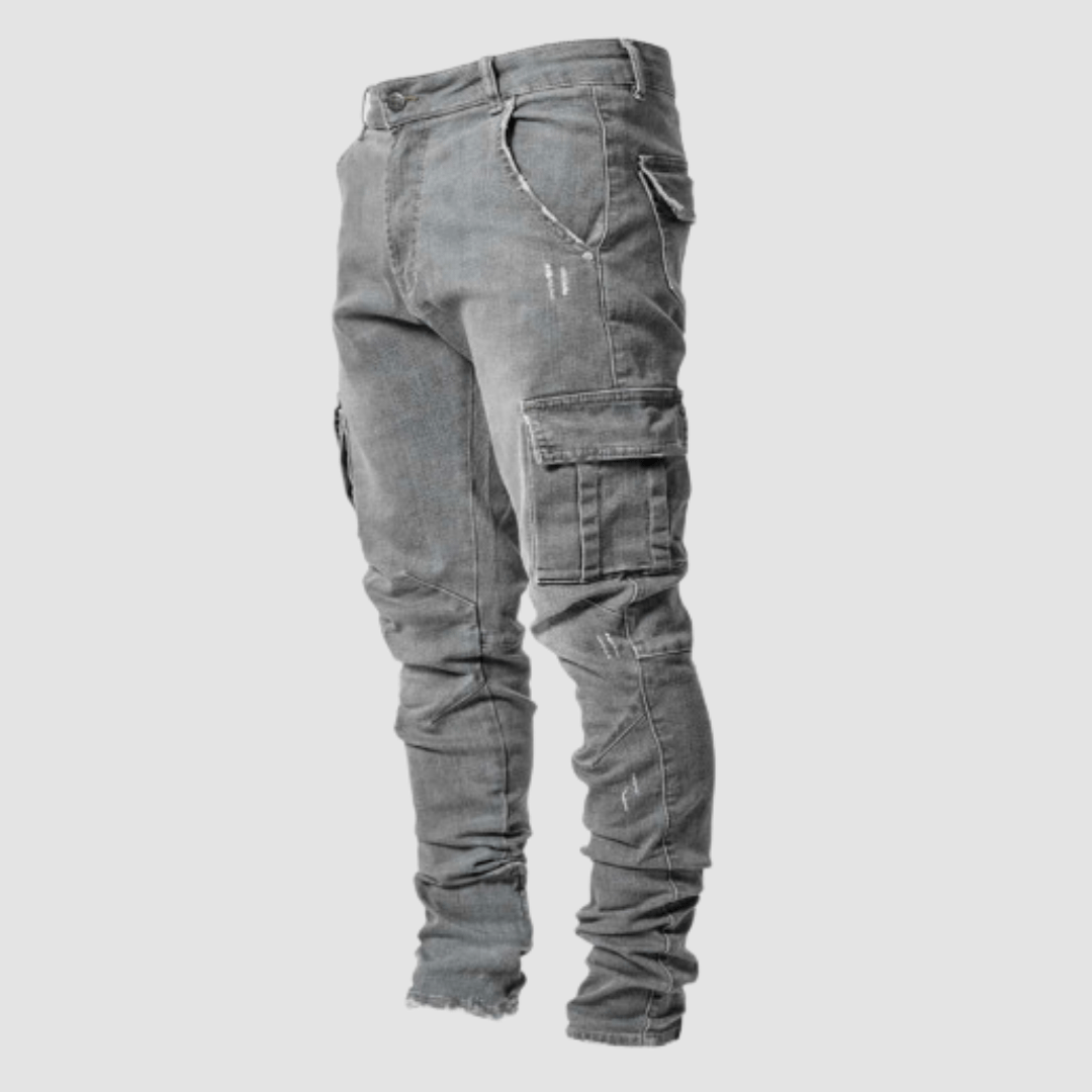 Men's Slim-Fit Cargo Jeans - Gray