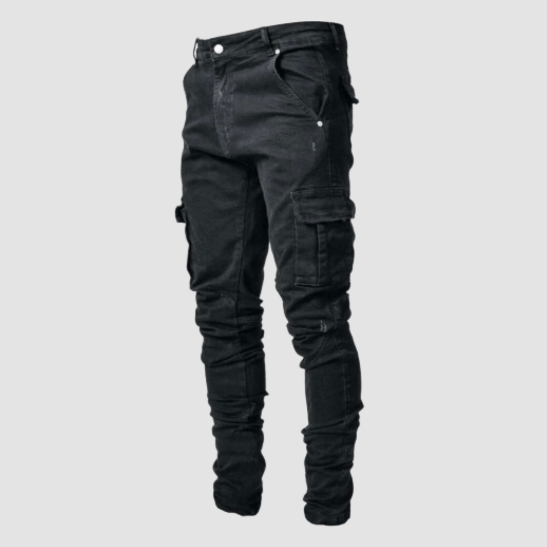 Men's Slim-Fit Cargo Jeans - Black