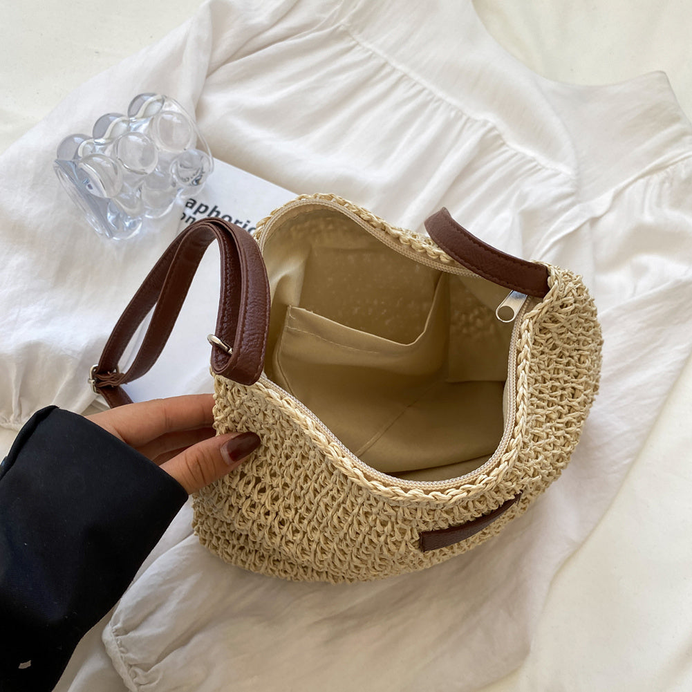 Women's Straw Shoulder Bag - Woven Summer Hobo Handbag for Beach