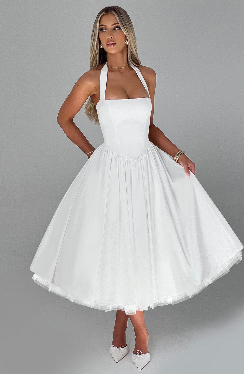 Women's Halter A-Line Midi Dress