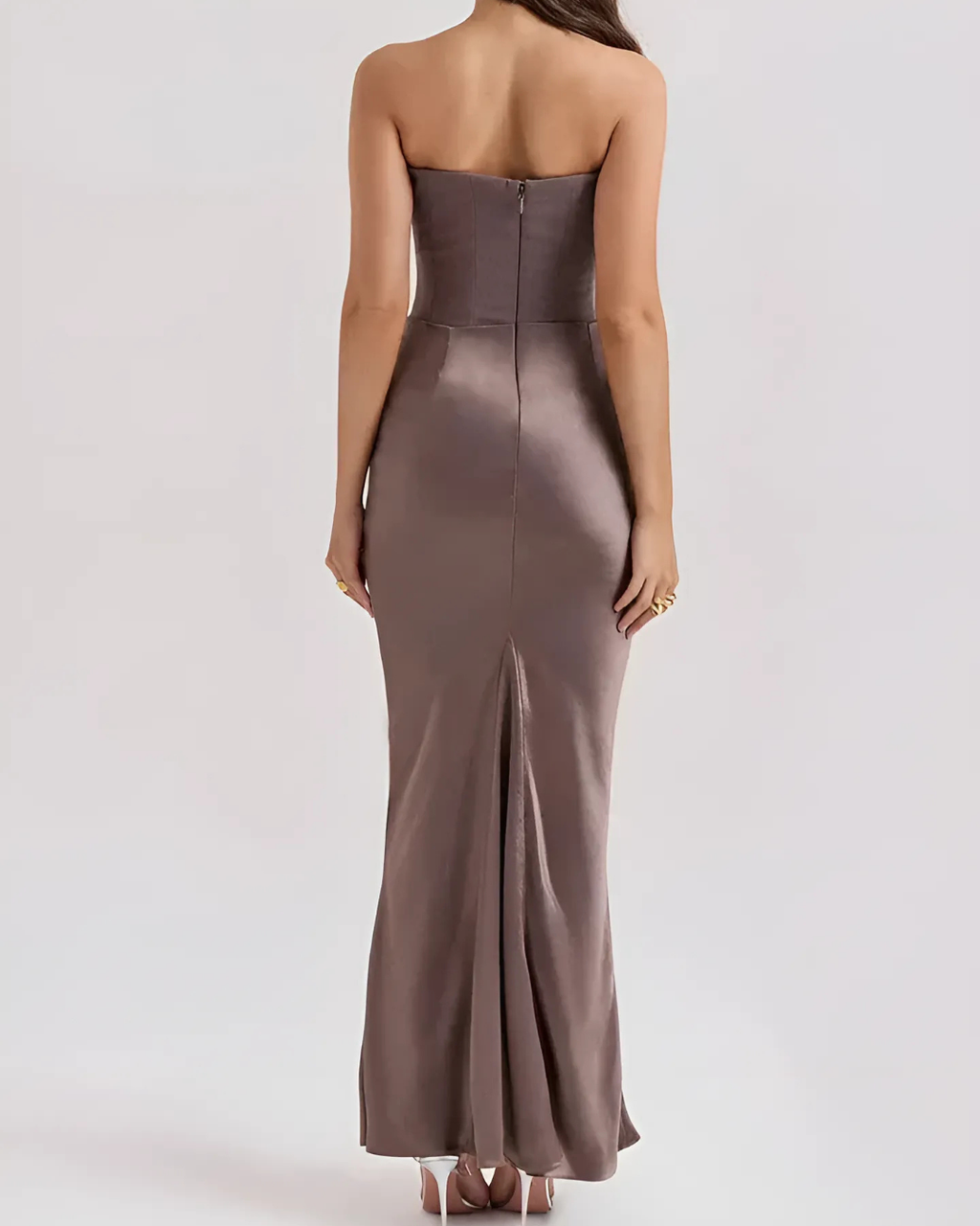 Women's Strapless Draped Evening Maxi Dress