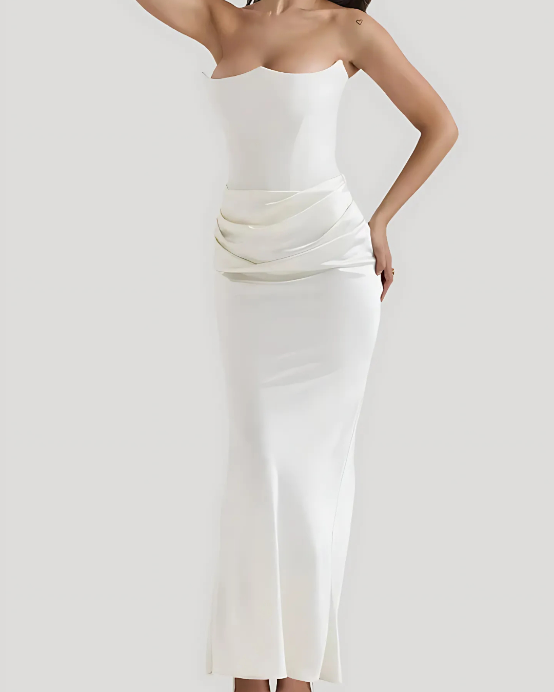 Women's Strapless Draped Evening Maxi Dress