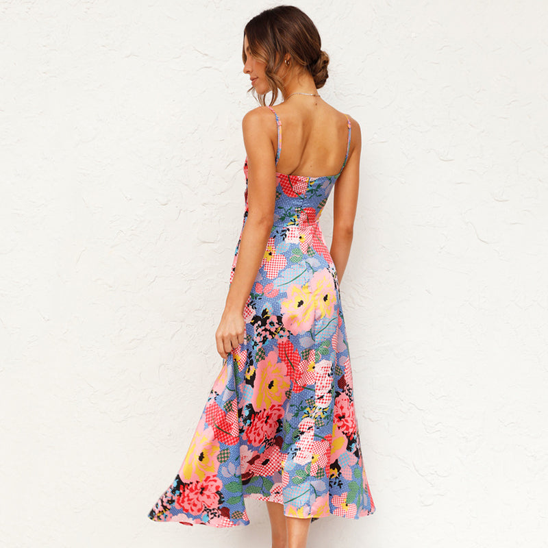 Women's Floral Tie-Front Maxi Dress