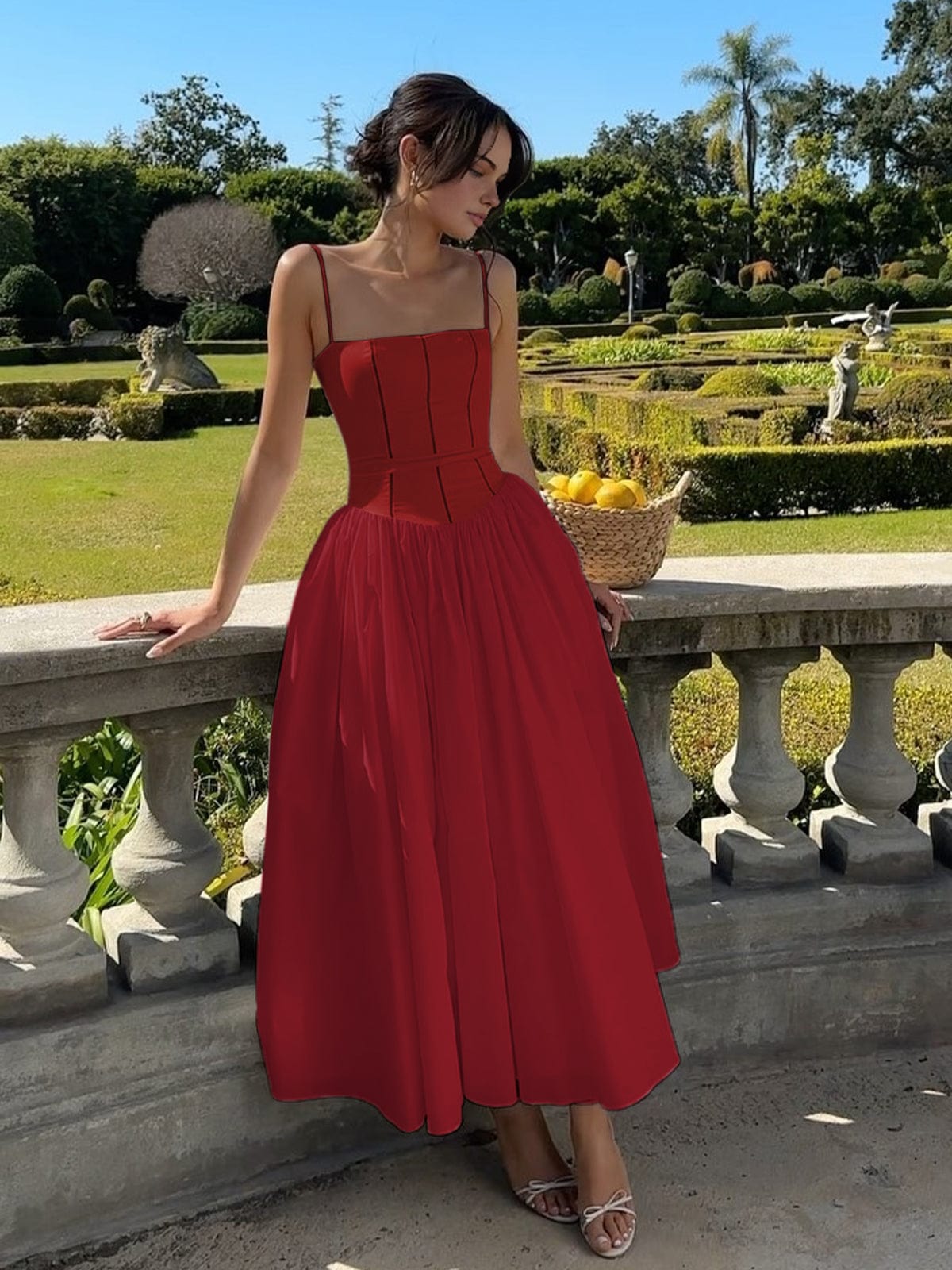 Women's Corset A-Line Midi Dress