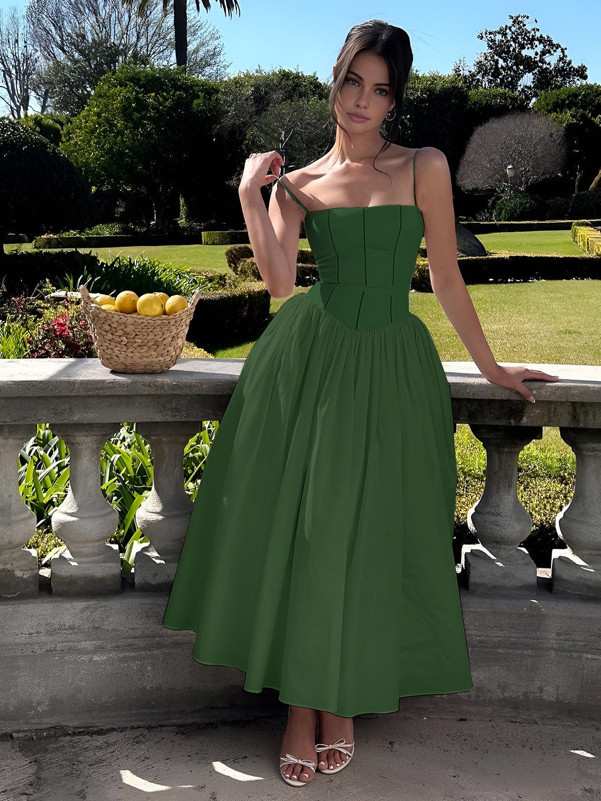 Women's Corset A-Line Midi Dress