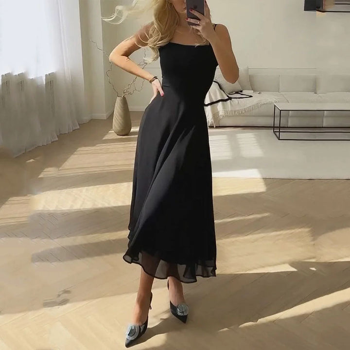 Women's Square Neck A-Line Summer Midi Dress