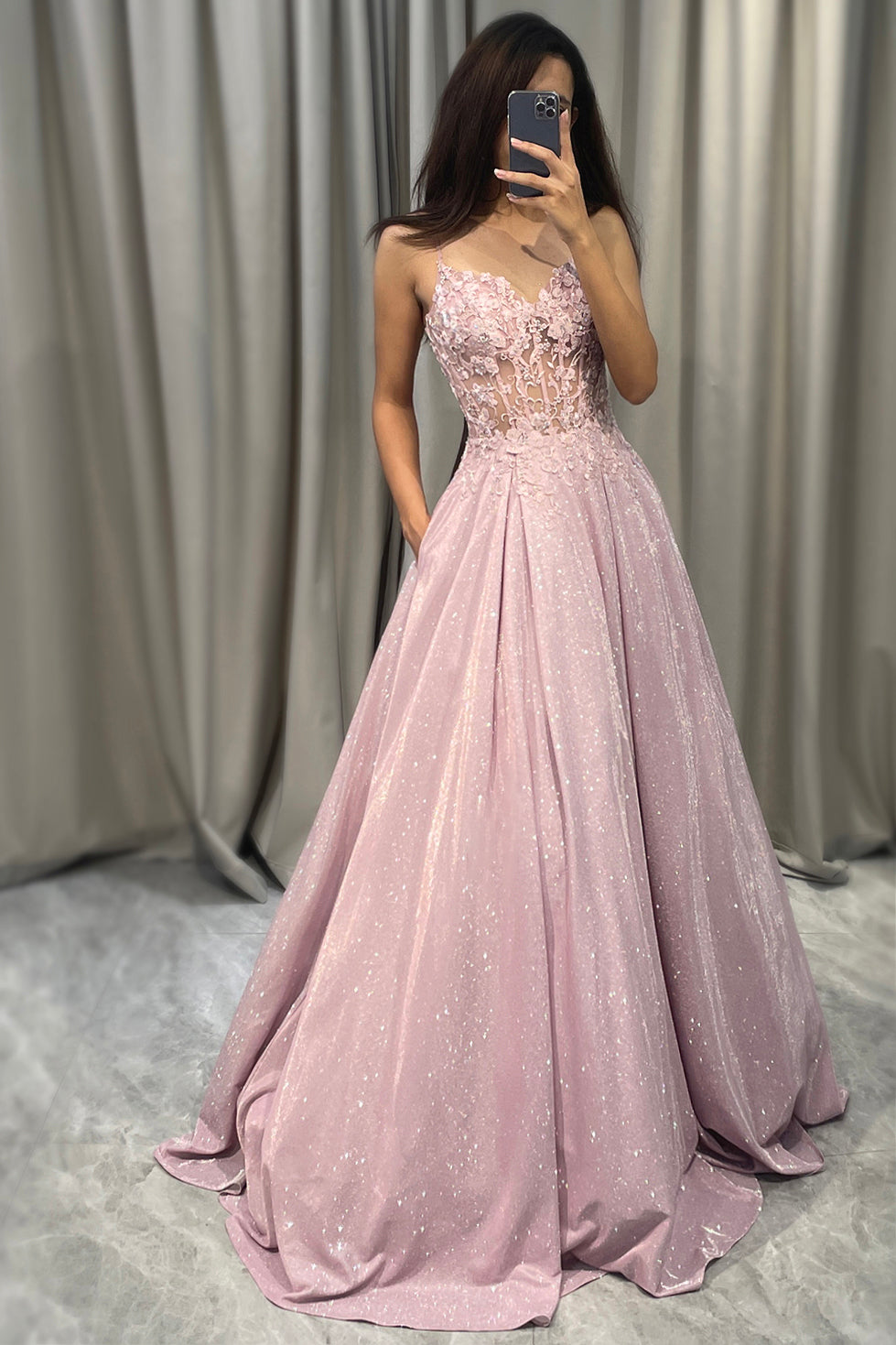 Women's Floral Bodice Ball Gown Maxi Dress