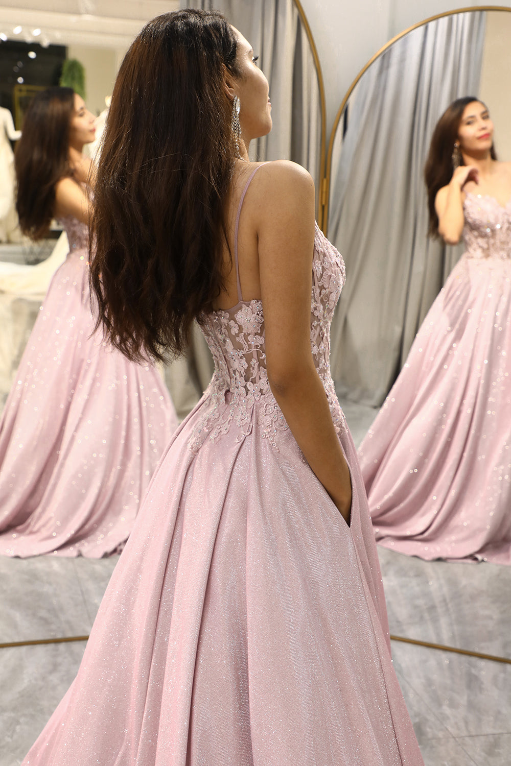 Women's Floral Bodice Ball Gown Maxi Dress