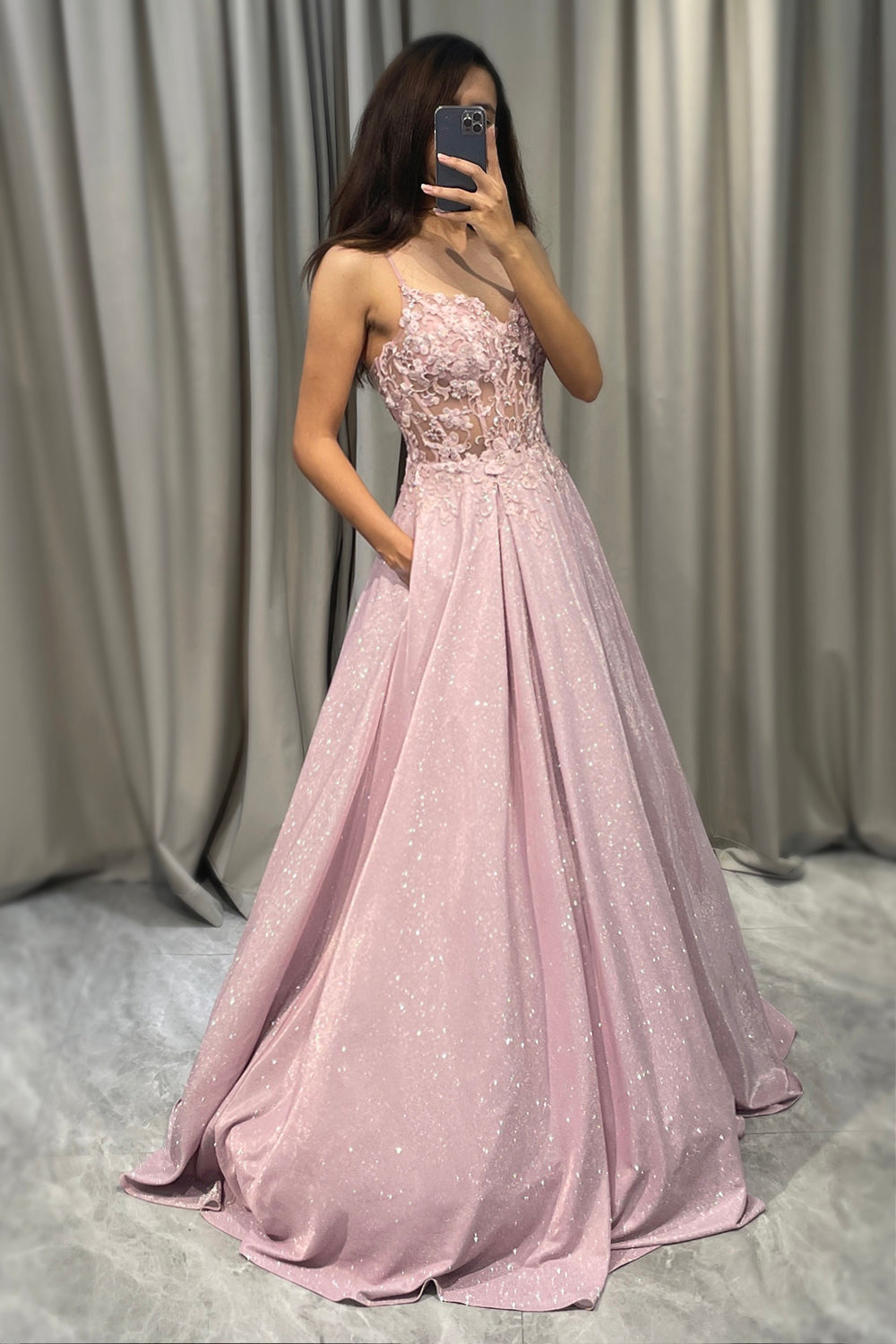 Women's Floral Bodice Ball Gown Maxi Dress