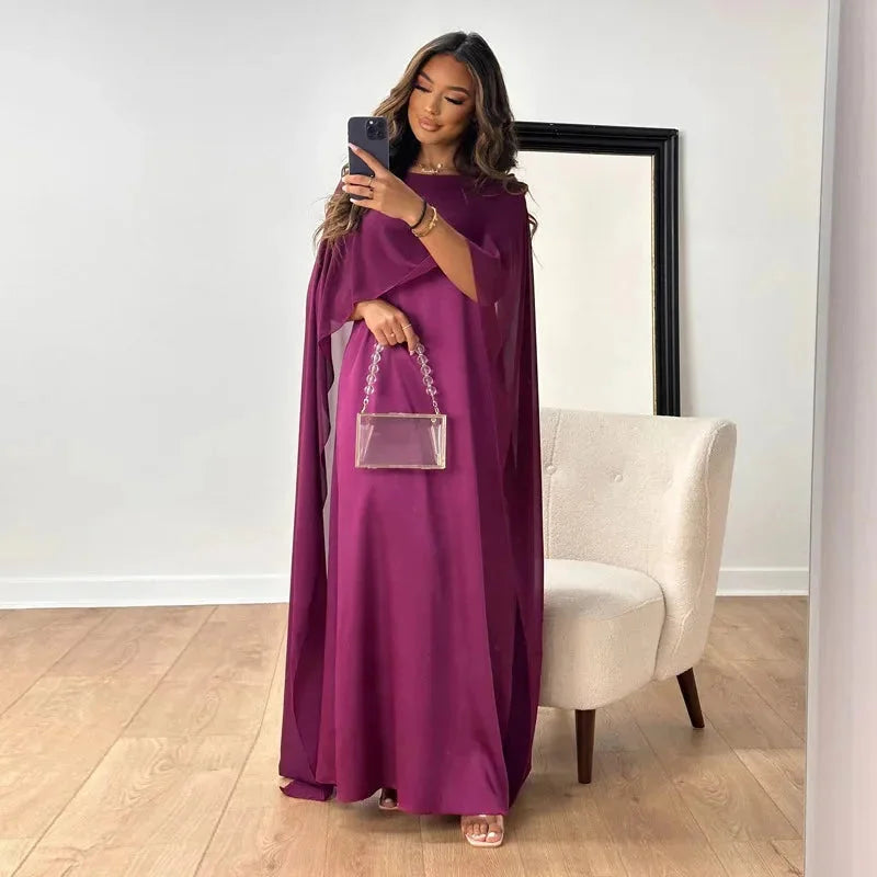 Women's Cape Sheer-Overlay Maxi Dress