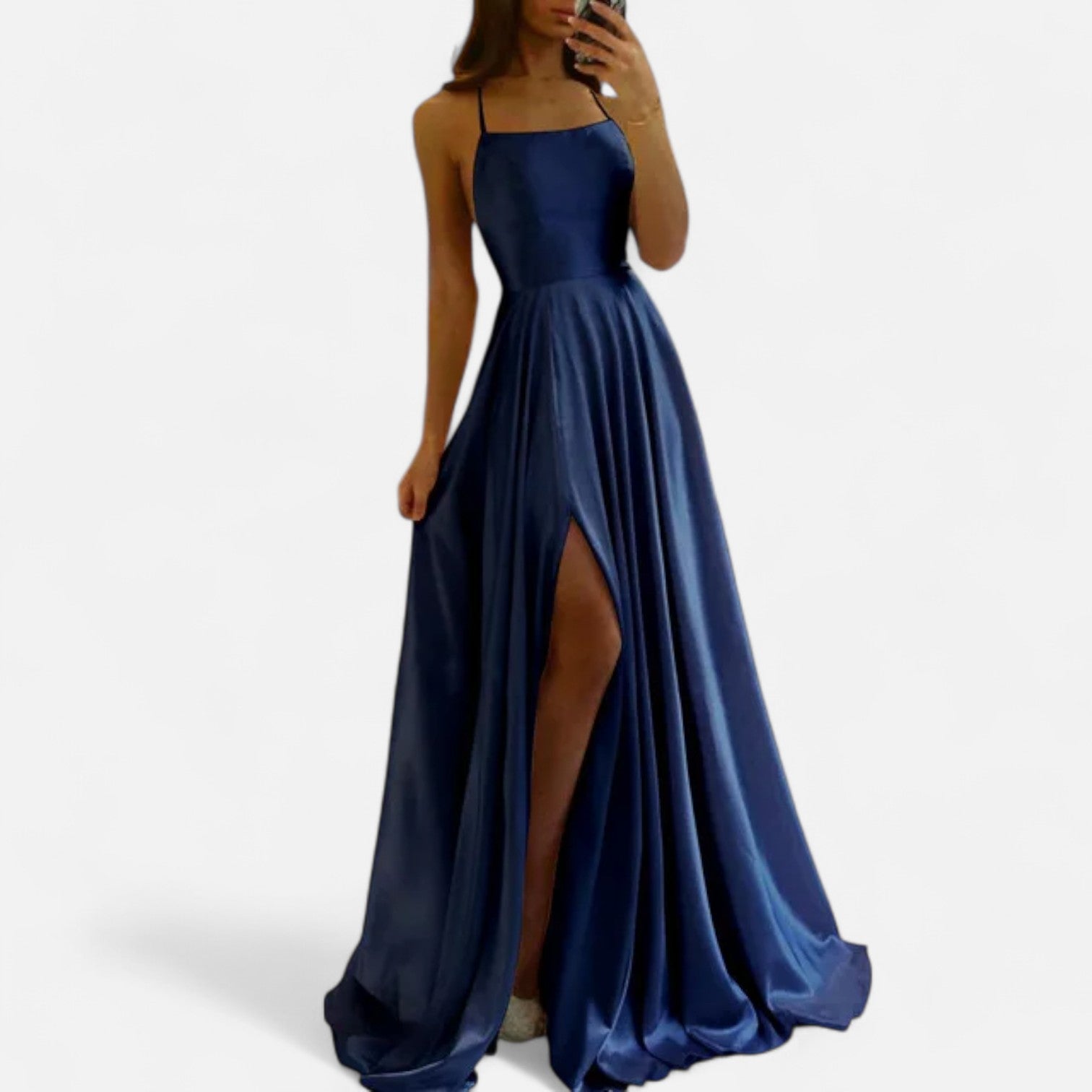 Women's Satin A-Line Slit Maxi Dress
