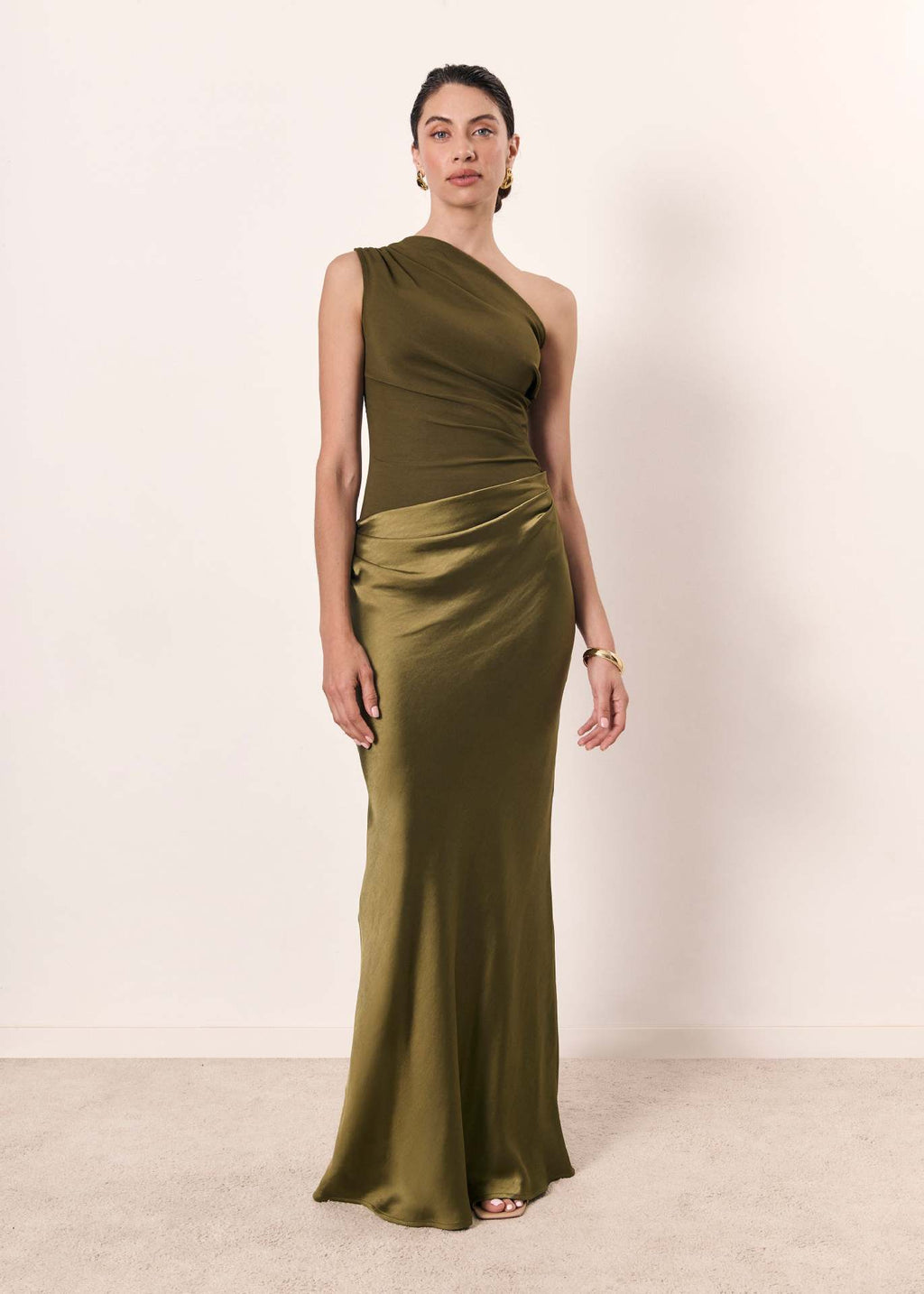 Women's Satin One-Shoulder Maxi Dress