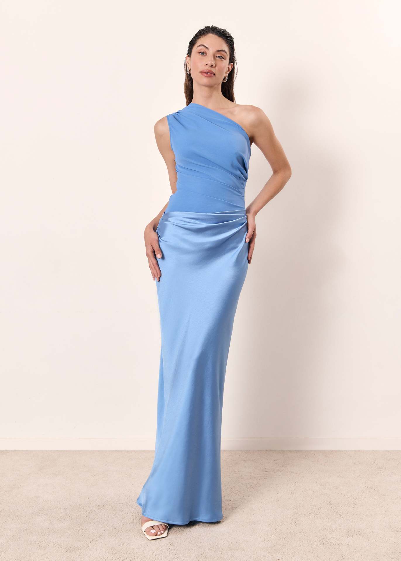 Women's Satin One-Shoulder Maxi Dress