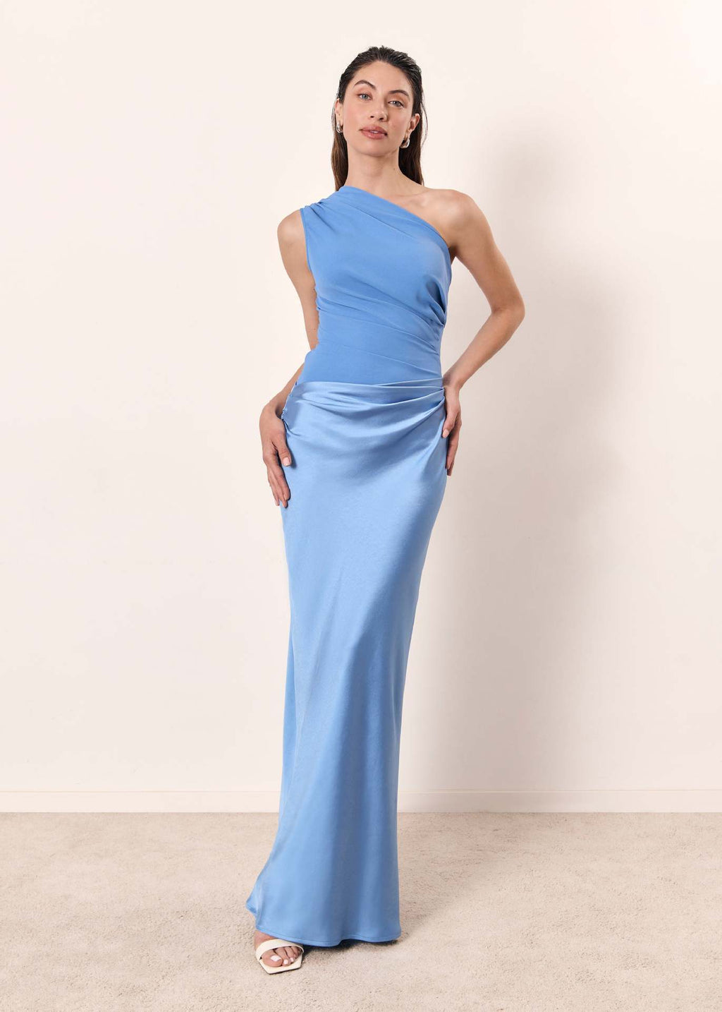 Women's Satin One-Shoulder Maxi Dress