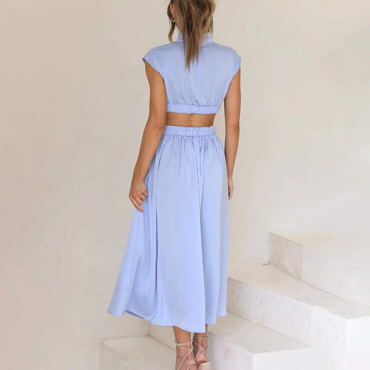 Women's High-Neck Cutout Midi Dress