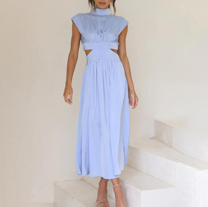 Women's High-Neck Cutout Midi Dress