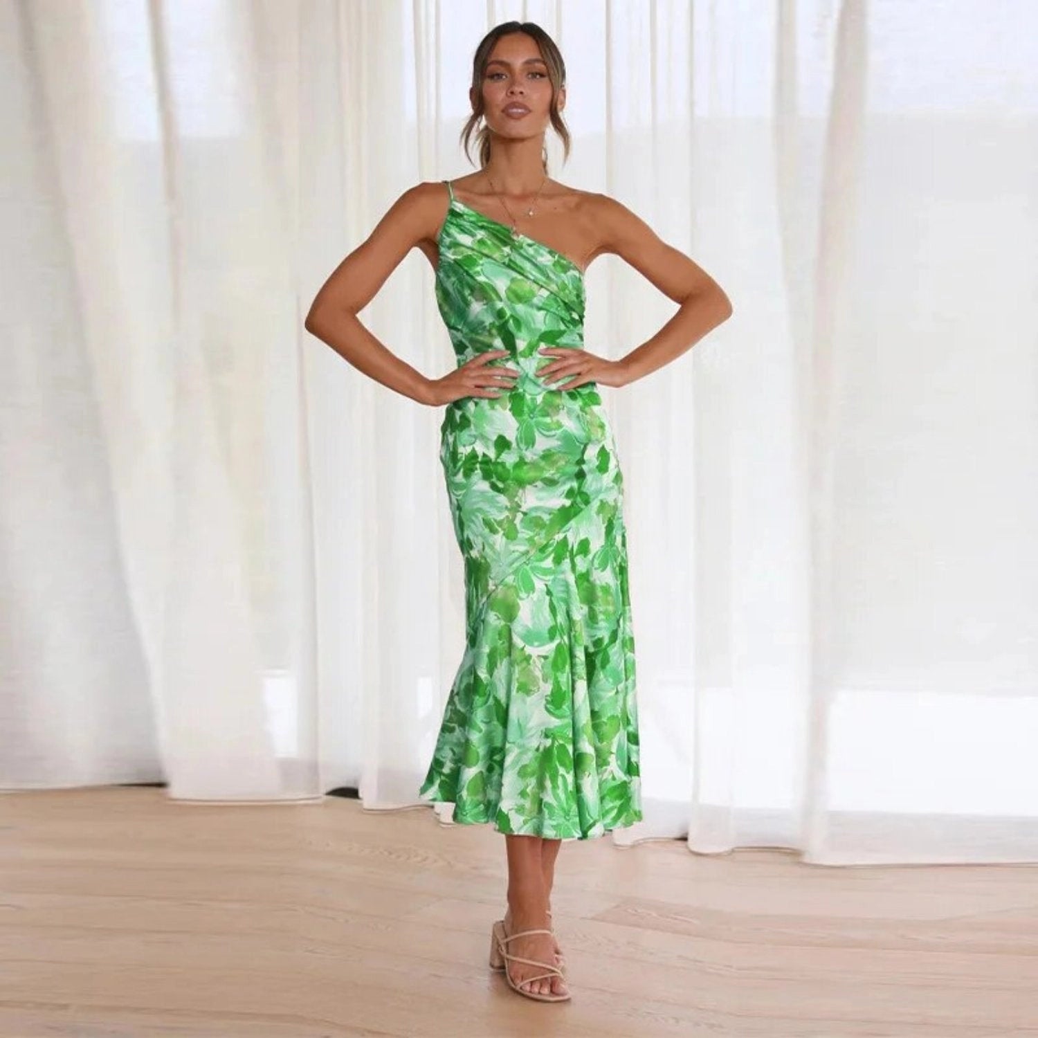 Women's Floral One-Shoulder Maxi Dress