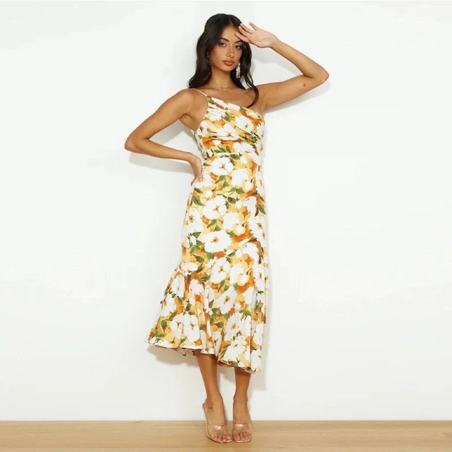 Women's Floral One-Shoulder Maxi Dress