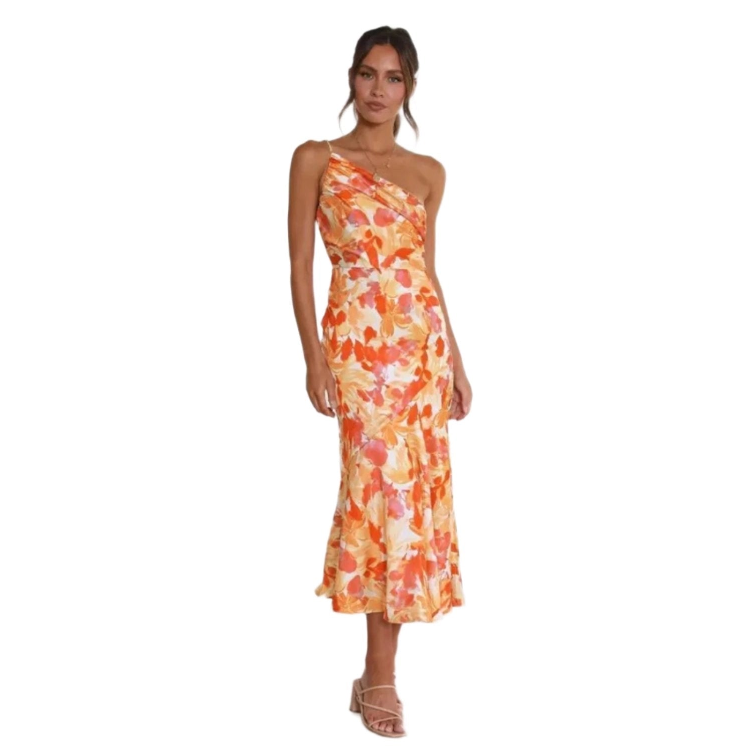 Women's Floral One-Shoulder Maxi Dress