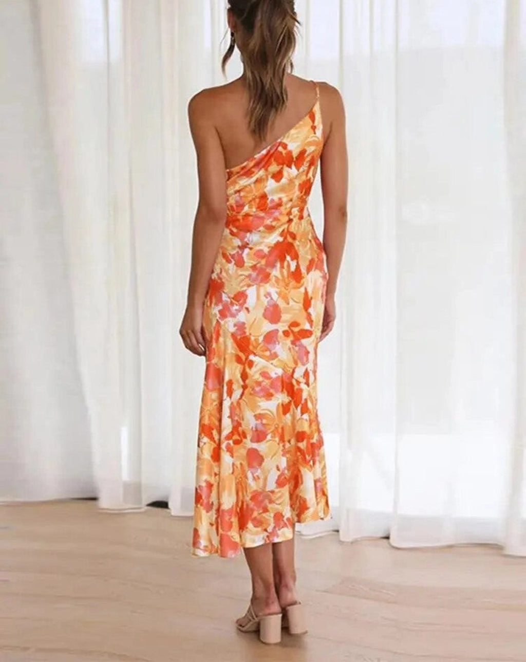 Women's Floral One-Shoulder Maxi Dress