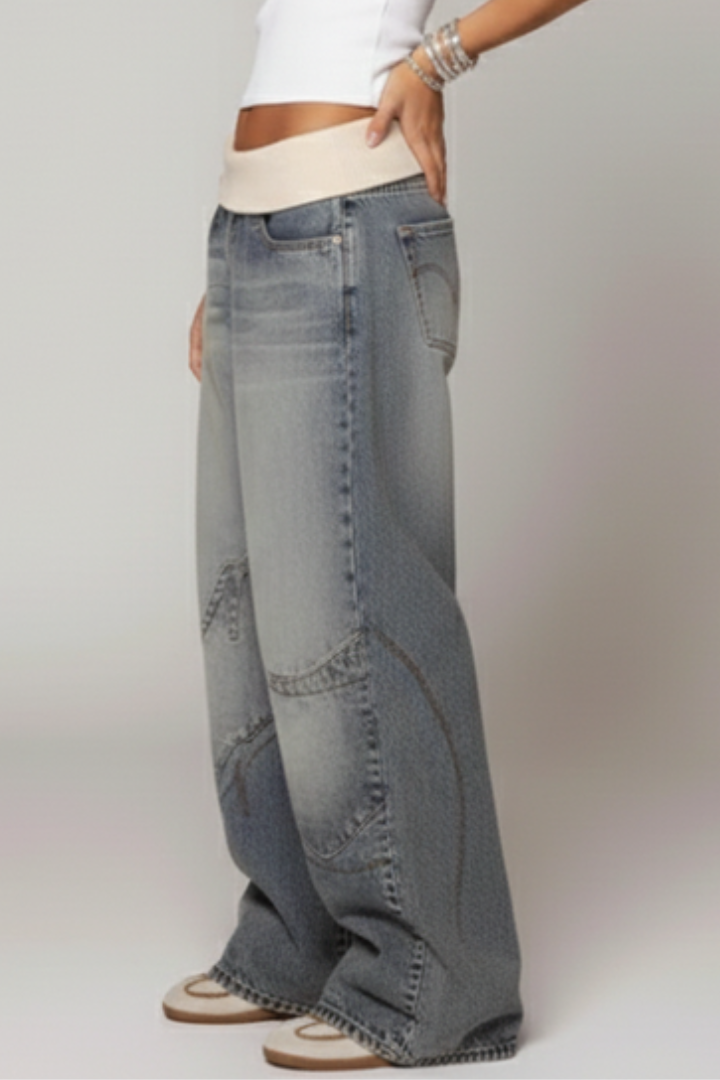 Women's Baggy Wide Leg Jeans High Rise