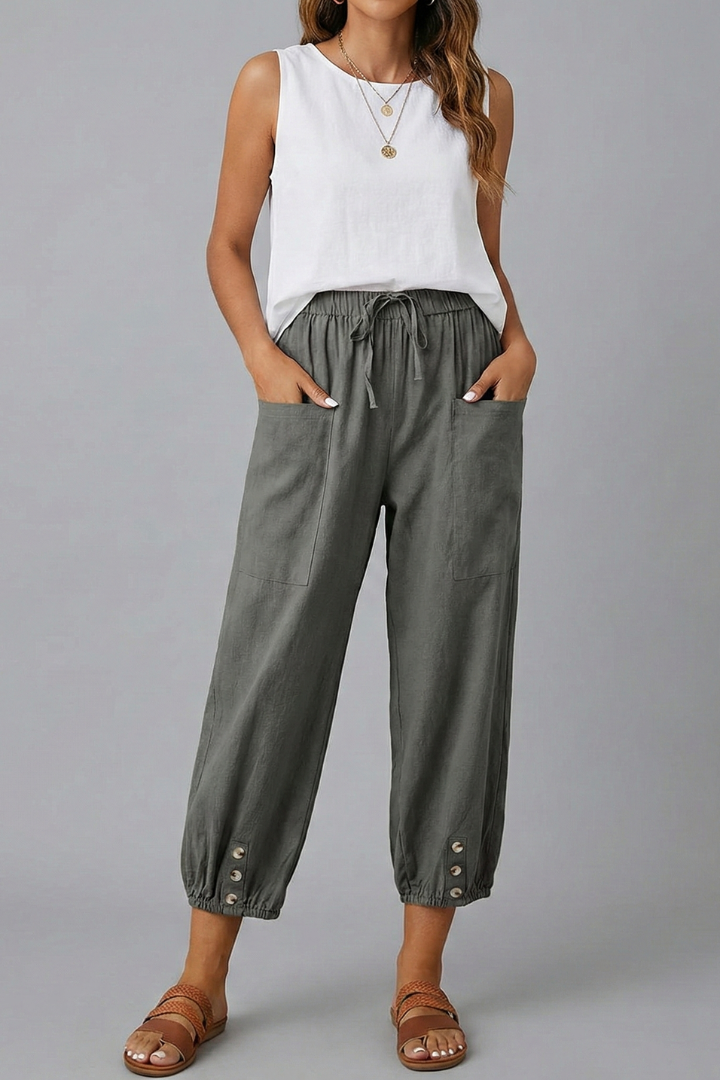 Women's Drawstring Straight Leg Trousers