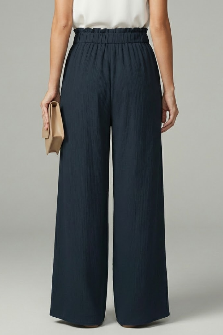 Women's Palazzo Pants Tie Belt Wide Leg