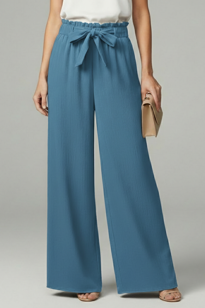Women's Palazzo Pants Tie Belt Wide Leg