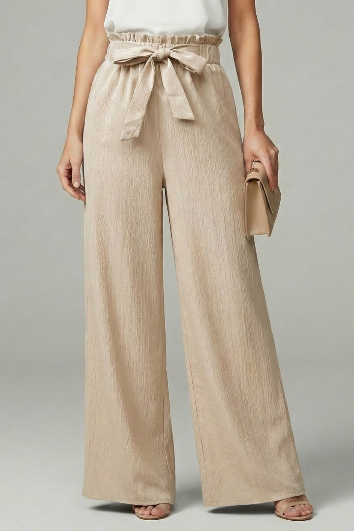 Women's Palazzo Pants Tie Belt Wide Leg