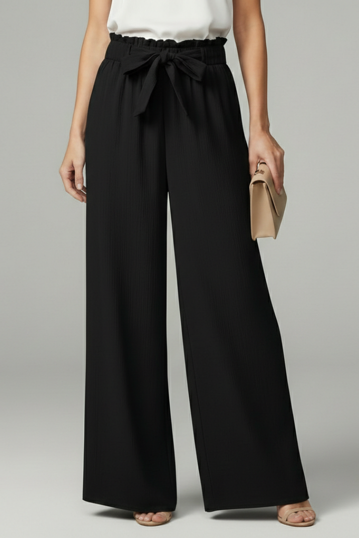 Women's Palazzo Pants Tie Belt Wide Leg