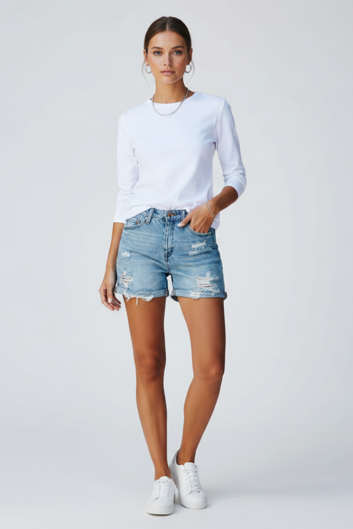 Women's Distressed Denim Shorts