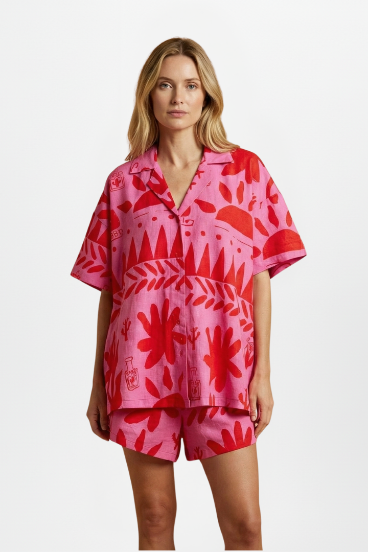 Women's Printed Two Piece Shorts Set