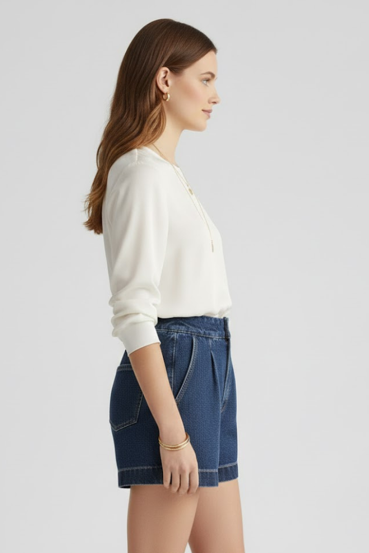Women's High Waist Shorts Rolled Hem