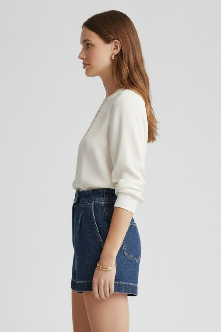 Women's High Waist Shorts Rolled Hem