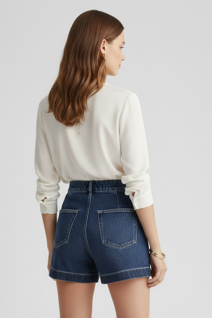 Women's High Waist Shorts Rolled Hem
