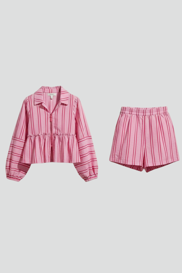 Women's Striped Two Piece Shorts Set
