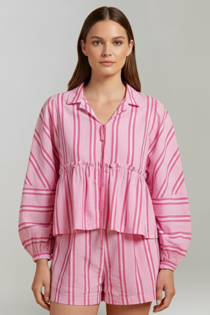 Women's Striped Two Piece Shorts Set
