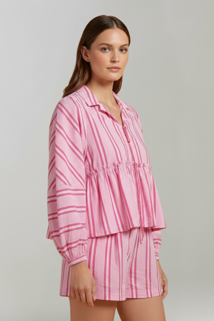 Women's Striped Two Piece Shorts Set
