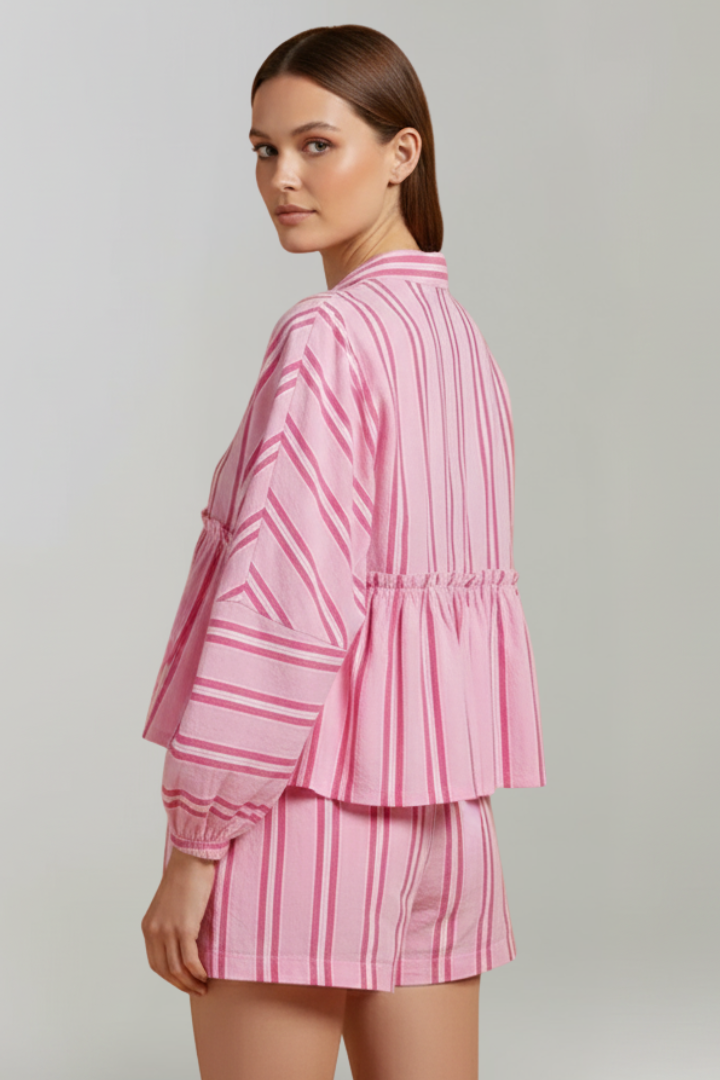 Women's Striped Two Piece Shorts Set