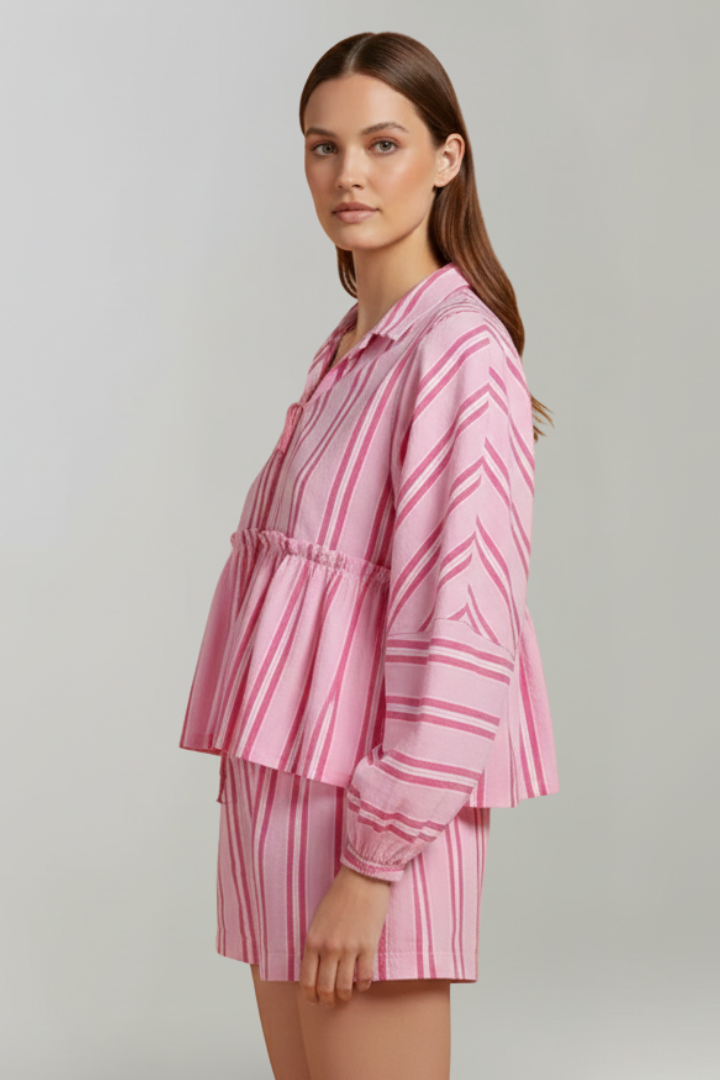 Women's Striped Two Piece Shorts Set