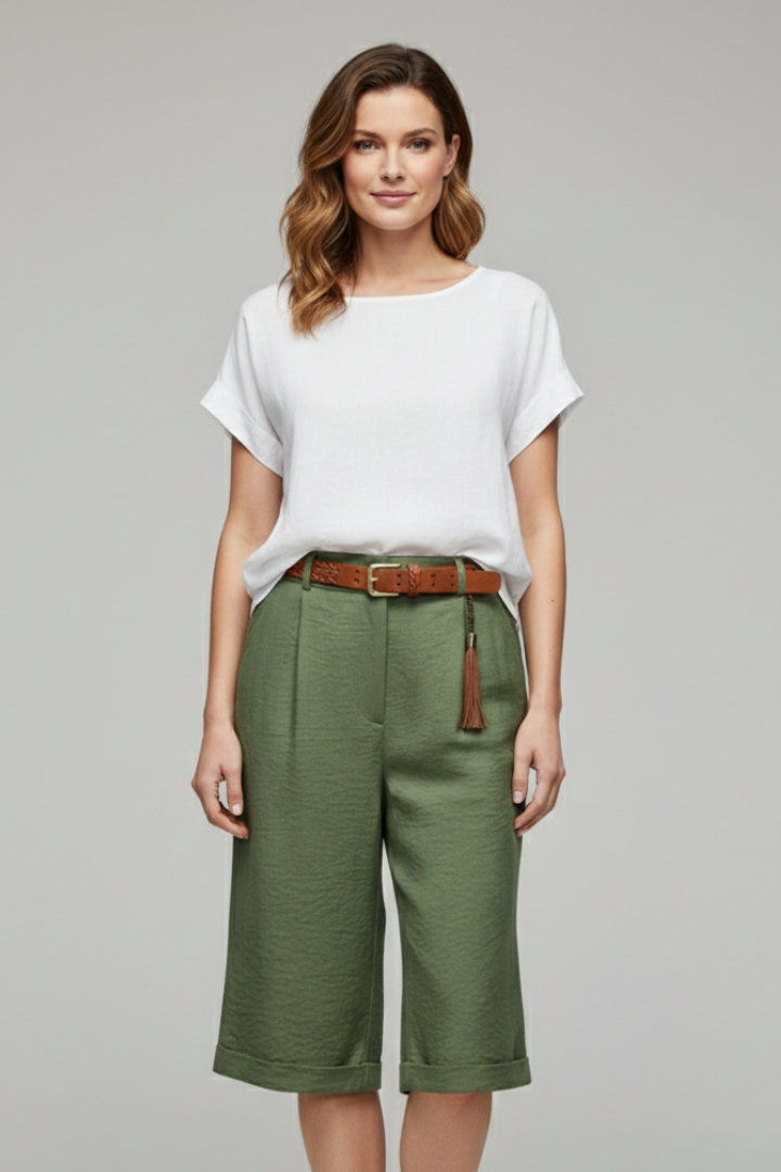 Women's High Waist Tailored Shorts Cuffed