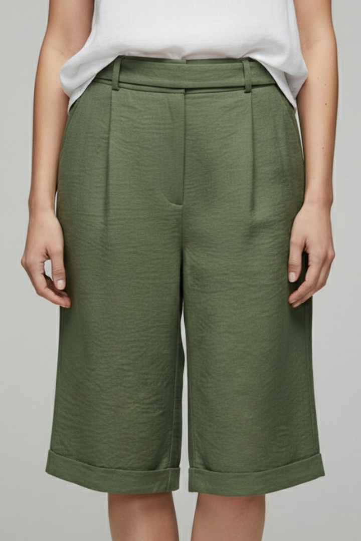 Women's High Waist Tailored Shorts Cuffed